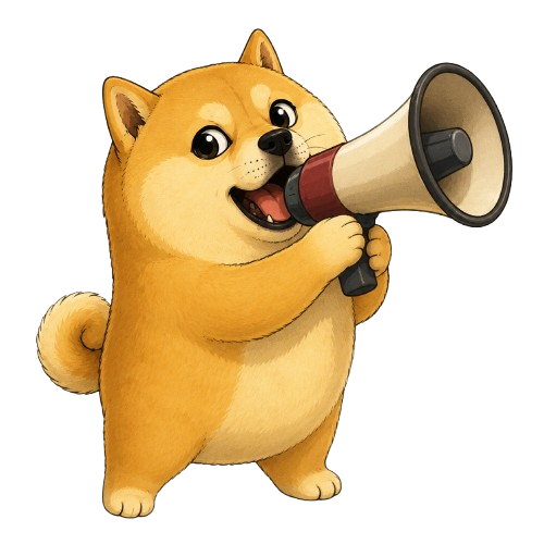 Dogemothy with megaphone